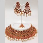 Pink Colour Bridal Wedding Jewellery Alloy Necklace Sets for Women