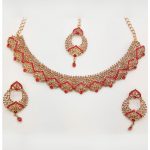 Red Colour Bridal Wedding Jewellery Alloy Necklace Sets for Women