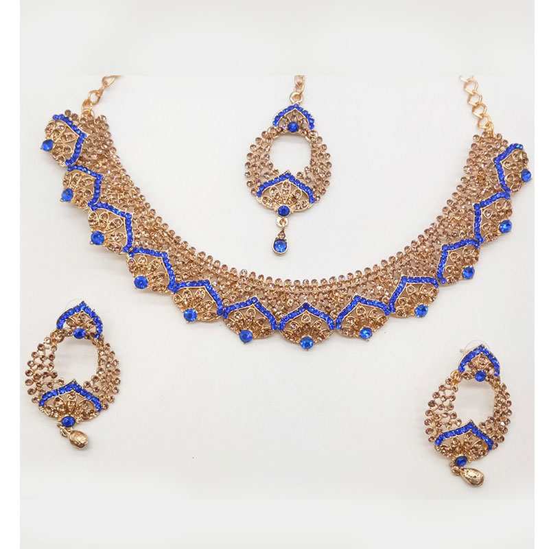 Incredible Blue and Gold Colour Necklace Set for Girls and Women – One Stop  Fashion