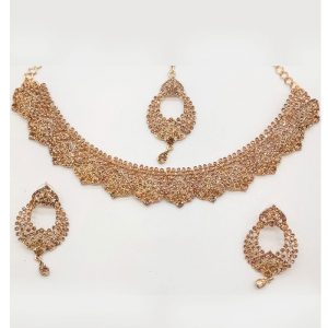 Gold Colour Bridal Wedding Jewellery Alloy Necklace Sets for Women