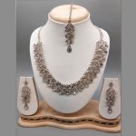 Silver Colour Bridal Wedding Jewellery Alloy And Copper Necklace Sets for Women