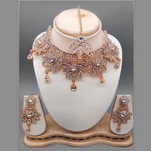 Silver Colour Bridal Wedding Jewellery Alloy And Copper Necklace Sets for Women