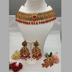 Golden & Silver Colour Bridal Wedding Jewellery Alloy And Copper Necklace Sets for Women