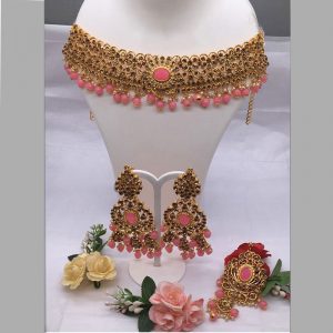 Golden & Silver Colour Bridal Wedding Jewellery Alloy And Copper Necklace Sets for Women