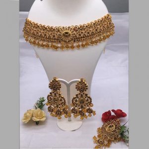 Golden & Silver Colour Bridal Wedding Jewellery Alloy And Copper Necklace Sets for Women