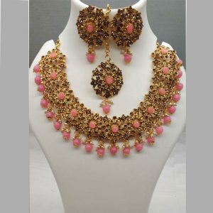 Golden & Silver Colour Bridal Wedding Jewellery Alloy And Copper Necklace Sets for Women