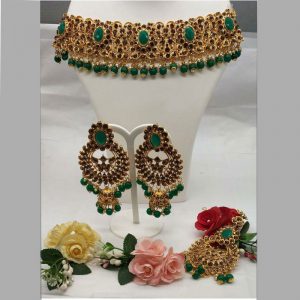 Golden & Silver Colour Bridal Wedding Jewellery Alloy And Copper Necklace Sets for Women