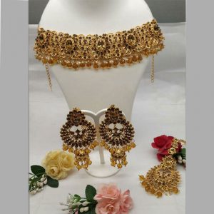 Golden & Silver Colour Bridal Wedding Jewellery Alloy And Copper Necklace Sets for Women
