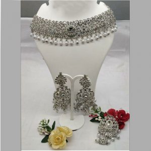 Golden & Silver Colour Bridal Wedding Jewellery Alloy And Copper Necklace Sets for Women