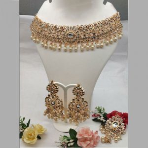 Golden & Silver Colour Bridal Wedding Jewellery Alloy And Copper Necklace Sets for Women