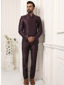 Wine Fancy Jodhpuri Indowestern Suit