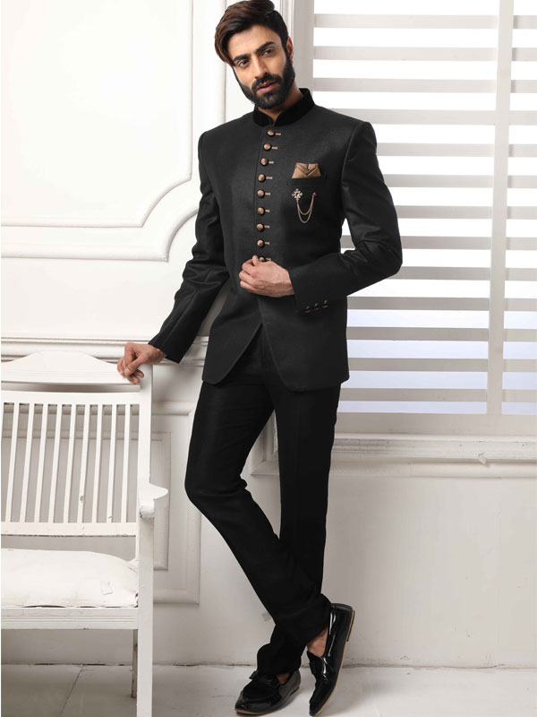 Black Fancy Jodhpuri Indowestern Suit - Zakarto