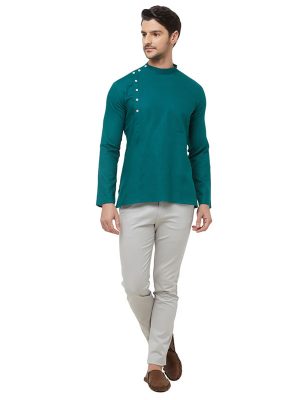 Green Colour Cotton Kurta Pajama For Men