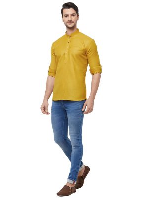Yellow Colour Cotton Kurta Pajama For Men