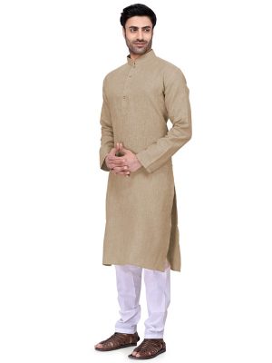 Brown Colour Art Silk Kurta Pajama For Men