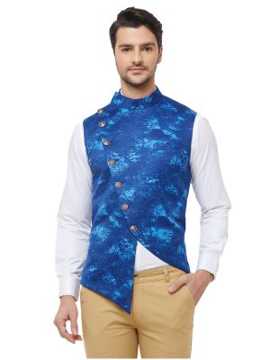 Blue Colour Silk Blend Modi Jacket