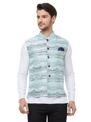 Blue Colour Silk Blend Modi Jacket