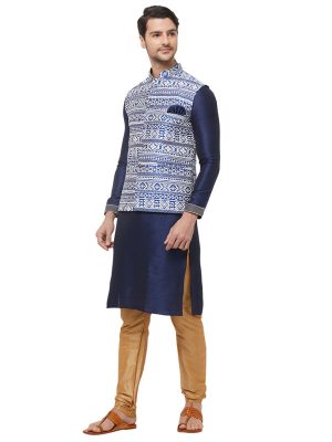 Blue Colour Silk Blend Modi Jacket