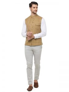 Gold Colour Cotton Blend Modi Jacket
