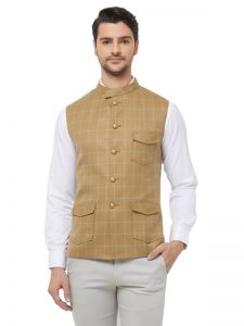 Gold Colour Cotton Blend Modi Jacket