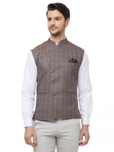 Brown Colour Cotton Blend Modi Jacket