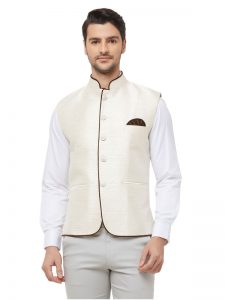 Off White Colour Pure Silk Modi Jacket
