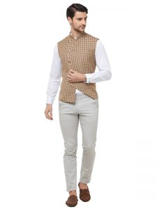 Cream Colour Cotton Blend Modi Jacket