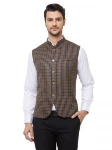 Brown Colour Cotton Blend Modi Jacket