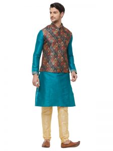 Multi Colour Silk Blend Modi Jacket