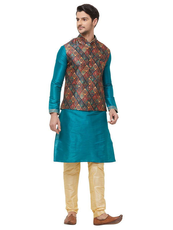 Multi Colour Silk Blend Modi Jacket