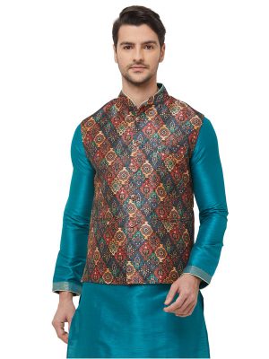 Multi Colour Silk Blend Modi Jacket