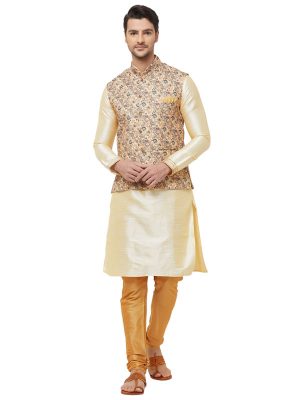 Gold Colour Silk Blend Modi Jacket