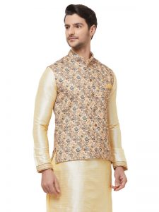 Gold Colour Silk Blend Modi Jacket