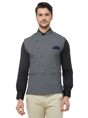 Grey Colour Silk Blend Modi Jacket