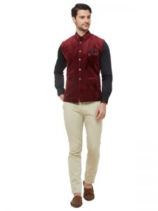 Red Colour Velvet Modi Jacket