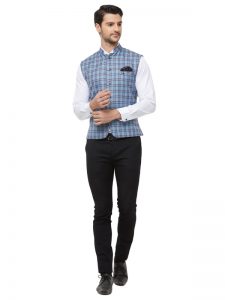 Blue Colour Cotton Blend Modi Jacket