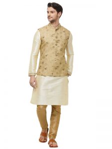 Gold Colour Pure Silk Modi Jacket