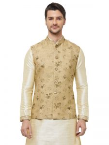 Gold Colour Pure Silk Modi Jacket