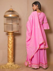 Amaira Cotton Gota Work Baby Pink Dresses