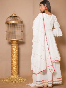 Amaira Cotton Gota Work Off White Dresses