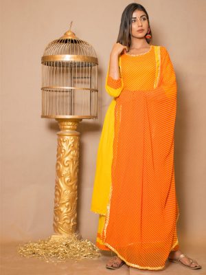 Lavanya Cotton Gota Work Yellow Dresses