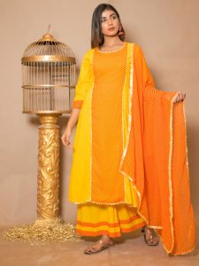 Lavanya Cotton Gota Work Yellow Dresses