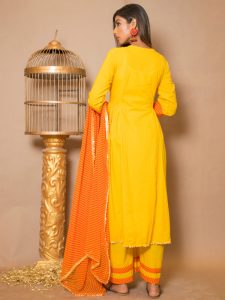 Lavanya Cotton Gota Work Yellow Dresses