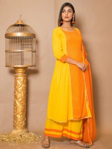 Lavanya Cotton Gota Work Yellow Dresses