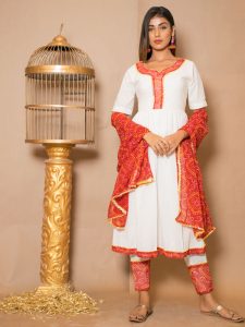 Lavanya Cotton Gota Work White Dresses