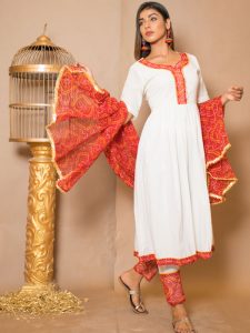 Lavanya Cotton Gota Work White Dresses