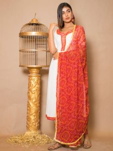 Lavanya Cotton Gota Work White Dresses