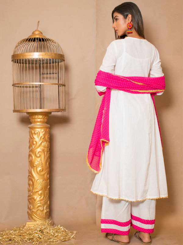 Lavanya Cotton Gota Work White Kurta Dresses
