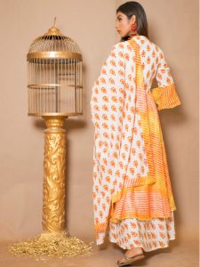 Rukmani Cotton Gota Work White Dresses