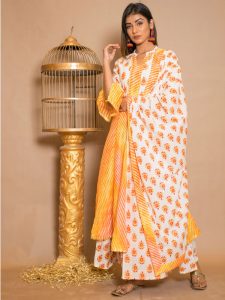 Rukmani Cotton Gota Work White Dresses